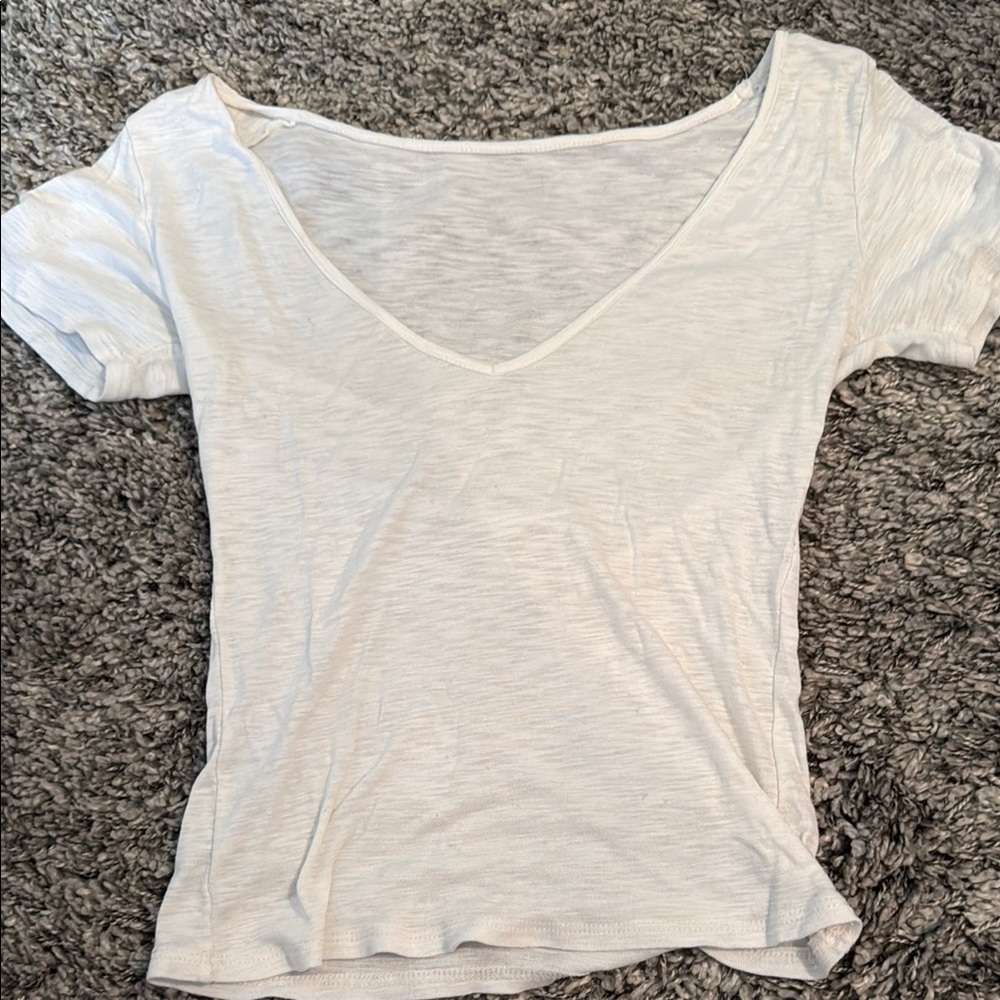 Brandy Melville Light Gray V-Neck Tee